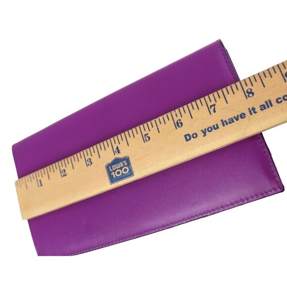 LOTUSWEY PURPLE GENUINE LEATHER CLASP BILL HOLDER ID CARD WALLET CLUTCH PURSE - Picture 7 of 7